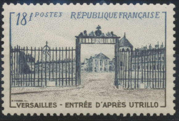 Grille d'entrée du château de Versailles. Type de 1952 (no 939) 18f. Brun-lilas, bleu-noir et bleu. Neuf luxe ** Y988