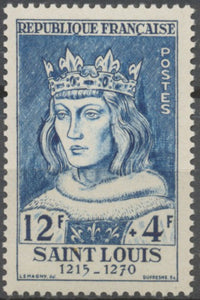 Célébrités du XIIIe au XXe. Louix IX, Saint-Louis. Roi de France de 1226 à 1270 12f. + 4f. Bleu. Neuf luxe ** Y989