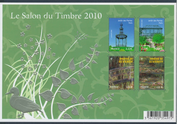 2010 France Bloc feuillet N°130 Salon du timbre 2010 Jardins de France. Neuf luxe ** YB130