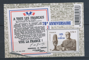 2010 France Bloc N°F4493 70e anniversaire de l'appel du 18 juin 1940 YB4493