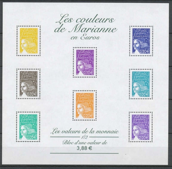 Couleurs de Marianne en Euros. 3,88€ YB44