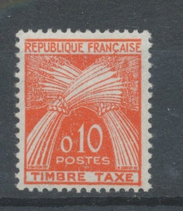 Type Gerbes. N°91 10c. orange N** Légende REPUBLIQUE FRANCAISE TIMBRE TAXE. YX91