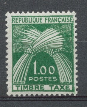 Type Gerbes. Légende REPUBLIQUE FRANCAISE TIMBRE TAXE. N°94 1f.vert N** YX94