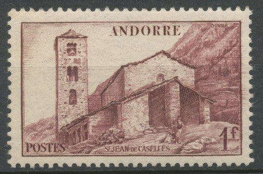Andorre français N°100, 1f. lilas NEUF** ZA100