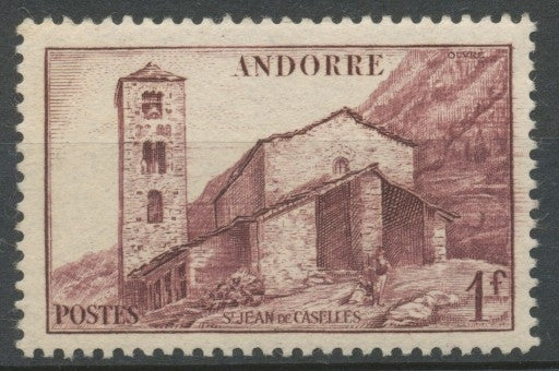 Andorre français N°100, 1f. lilas NEUF** ZA100