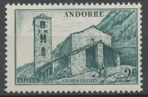 Andorre français N°103, 2f. vert-bleu NEUF** ZA103