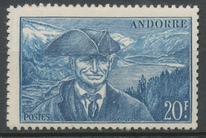 Andorre français N°115, 20f. bleu NEUF** ZA115