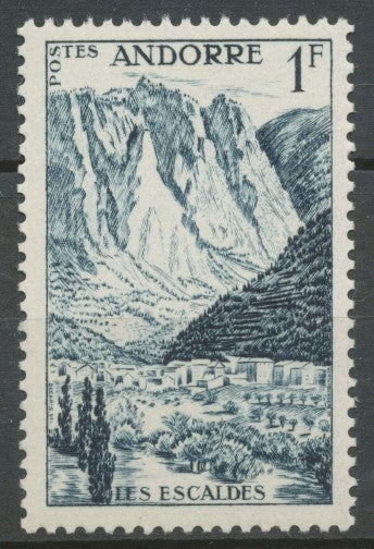 Andorre français N°138, 1f. Bleu-gris NEUF** ZA138