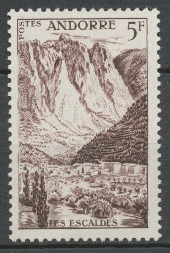 Andorre français N°141, 5f. Brun-lilas NEUF** ZA141
