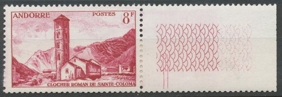 Andorre français N°143, 8f. Brun carminé NEUF** ZA143