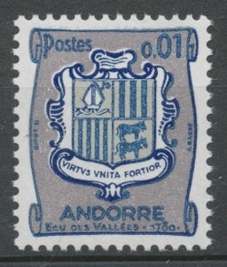 Andorre FR N°153A 1c gris-bleu/gris clair/bleu N** ZA153A