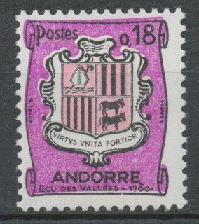 Andorre FR N°156A 18c. Violet/noir/rose NEUF** ZA156A