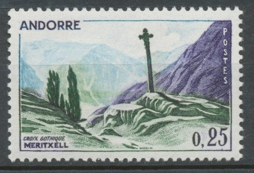 Andorre FR N°158 25c Outremer/vert/bleu N** ZA158