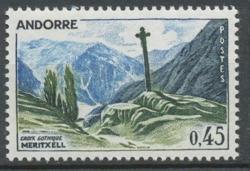 Andorre FR N°160 45c gris-bleu/olive/bleu N** ZA160