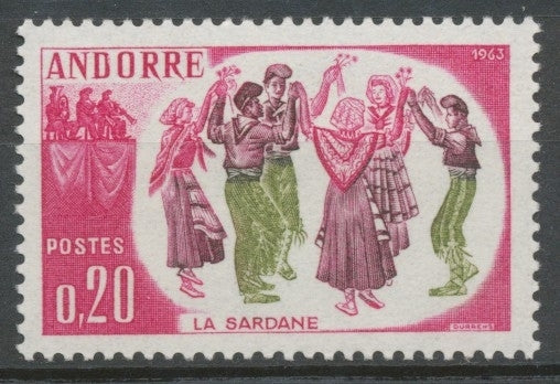 Andorre FR N°166 20c Lilas-rose/vio-brun/olive N** ZA166