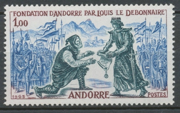 Andorre FR N°169 1f violet-brun/bleu/vert-bleu N** ZA169