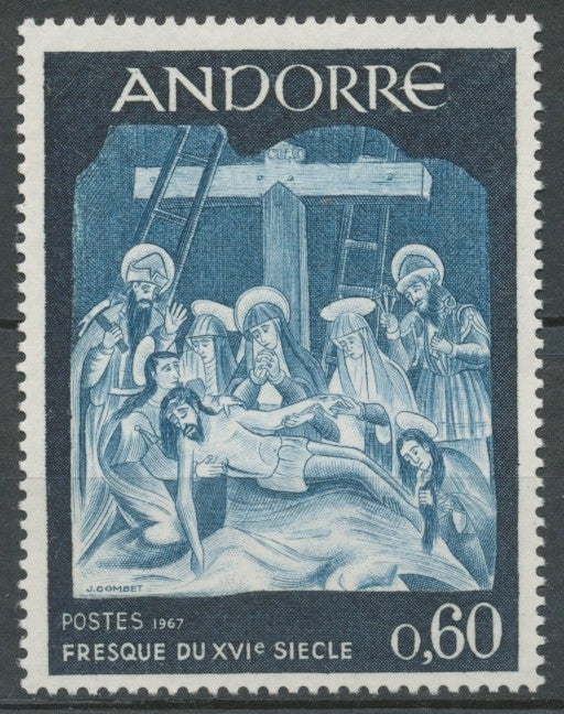 Andorre FR N°186 60c. Bleu foncé/turquoise N** ZA186