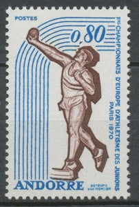 Andorre FR N°205 80c. Bleu et brun-violet N** ZA205