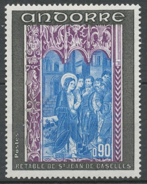 Andorre FR N°216 90c noir/violet/bleu N** ZA216