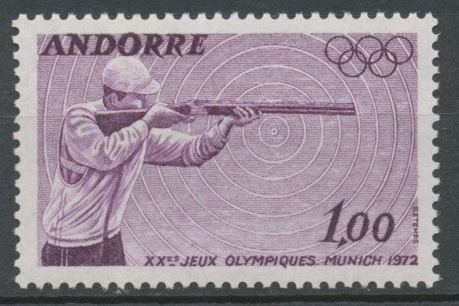 Andorre Français N°220, 1f. Lilas NEUF** ZA220