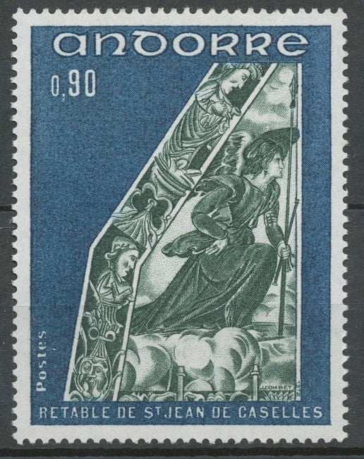 Andorre FR N°223 90c bleu-vert/vert foncé N** ZA223