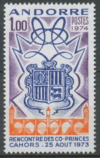 Andorre FR N°239 1f. Bleu/violet/orange N** ZA239