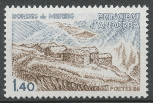 Andorre Français N°291 1f.40 bleu et brun N** ZA291