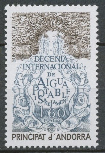 Andorre FR N°298 1f.60 brun et bleu-gris N** ZA298