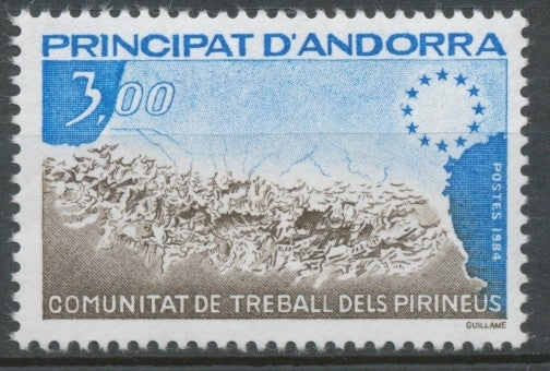 Andorre FR N°328 3f. bleu et brun N** ZA328