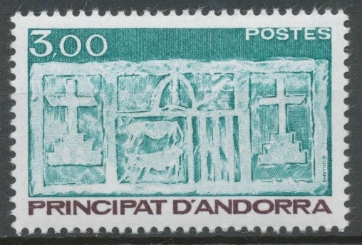 Andorre FR N°335 3f. Vert-bleu/brun-rouge N** ZA335