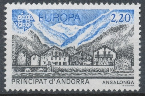 Andorre FR N°348 2f.20 bleu et noir N** ZA348