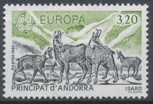 Andorre FR N°349 3f.20 vert et noir N** ZA349