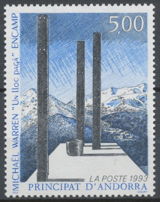 Andorre FR N°439 5f. Bleu/ardoise/noir N** ZA439