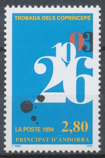 Andorre FR N°453 2f.80 bleu/jaune/noir/rge N** ZA453