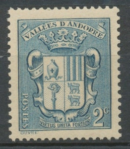 Andorre français N°48, 2c. bleu NEUF** ZA48