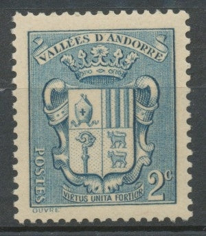 Andorre français N°48, 2c. bleu NEUF** ZA48
