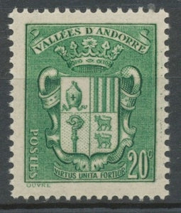 Andorre français N°53, 20c. vert NEUF** ZA53