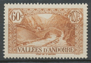 Andorre français N°67, 60c. Bistre-brun NEUF** ZA67