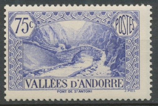 Andorre français N°70, 75c. outremer NEUF** ZA70