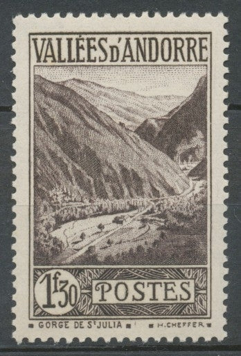 Andorre français N°78, 1f.30 brun-noir NEUF** ZA78