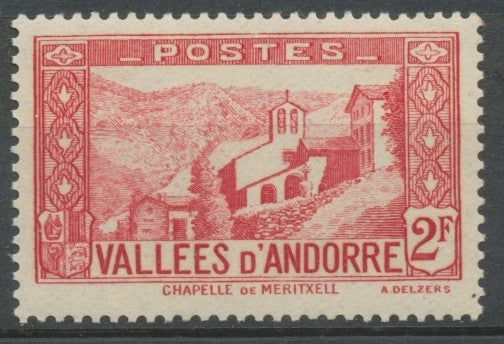 Andorre français N°81, 2f. Rouge carminé NEUF** ZA81