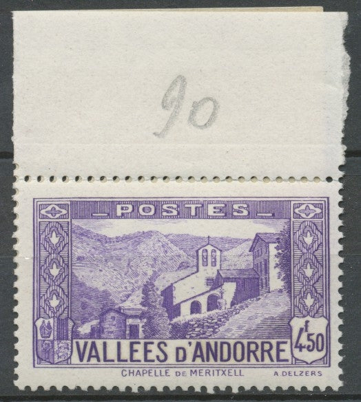 Andorre français N°90, 4f.50 Violet NEUF** ZA90