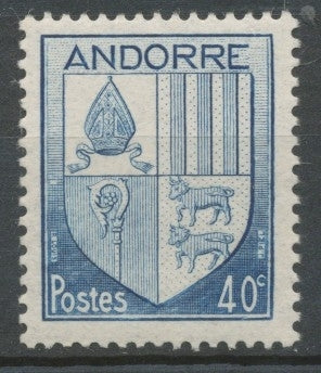 Andorre français N°95, 40c. bleu NEUF** ZA95