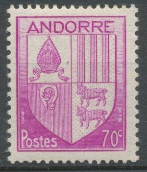 Andorre français N°98, 70c. Lilas-rose NEUF** ZA98