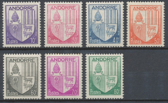 1944-46.  Andorre Français Série N°93 à 99  NEUF** ZA99S