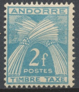 Andorre FR Timbre-Taxe N°34 2f. Bleu-vert N** ZAT34