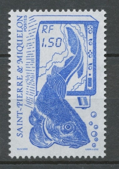 SPM  N°481 La pêche. Type de 1986. 1f.50 bleu (472) ZC481
