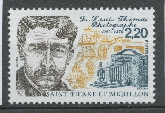 SPM  N°488 Centenaire de la naissance du Docteur Louis Thomas (1887-1976) 2f20 gris-bleu, ocre, brun ZC488