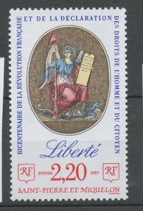 SPM  N°499 T-P France de même date "La Liberté" 2f20 (2573) ZC499