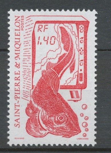 SPM  N°502 La pêche. Type de 1986. 1f.40 rouge ZC502